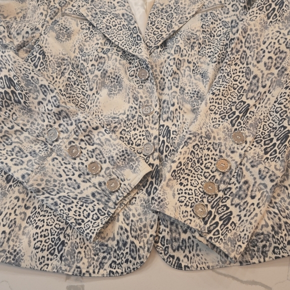 Pamela McCoy Leopard Print Satin Single Breasted Blazer Jacket Womens Large - Picture 5 of 12